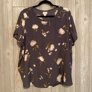 Ava & Viv Charcoal/Cream Floral Top